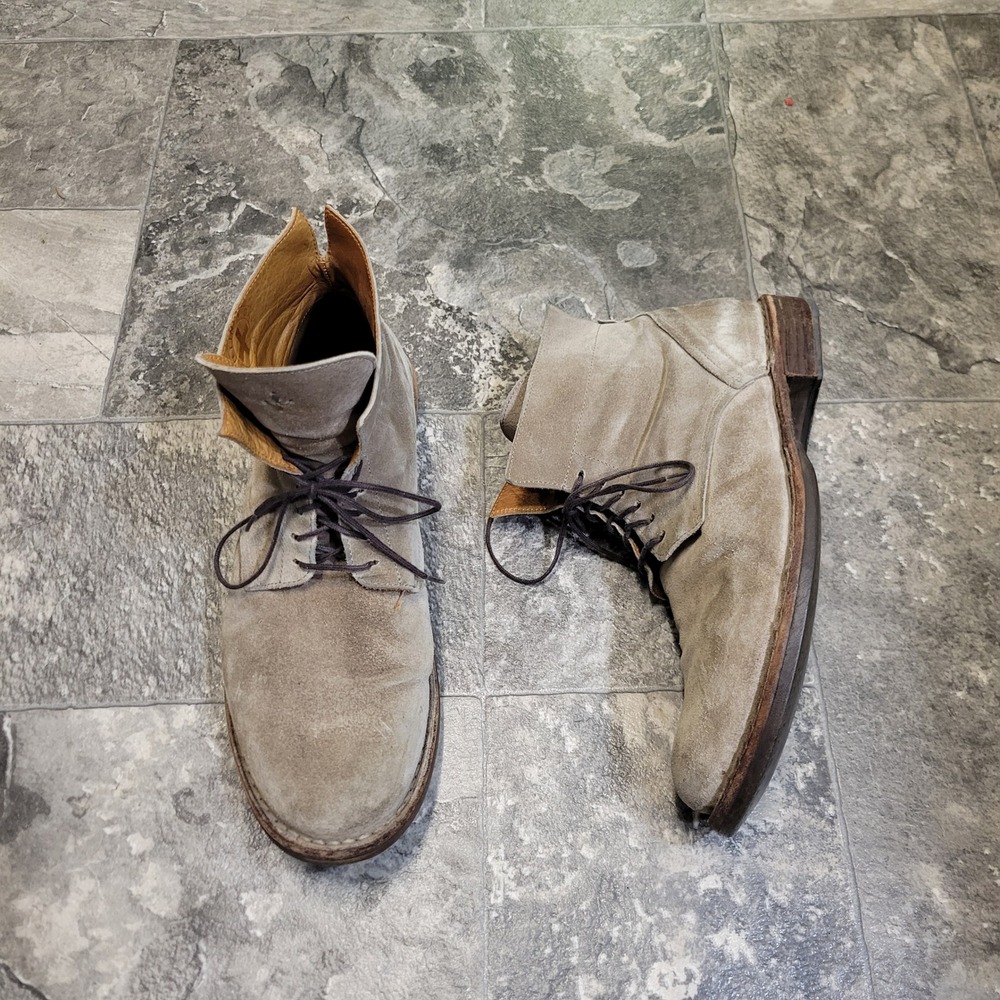 Fiorentini + Baker Eternity Taupe Oiled Suede Lace Up Distressed‎ Ankle Boots 9 - Picture 2 of 9